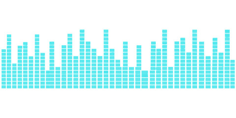 A 3D vector illustration of a blue sound wave background featuring a financial growth bar chart and data equalizer icons to represent success in the city music market © Fahid