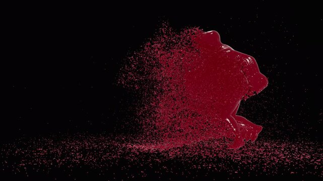 Chocolate,  slow motion. 3D animation of white and brown liquid cream drops splash isolated on brown., with Alpha matte