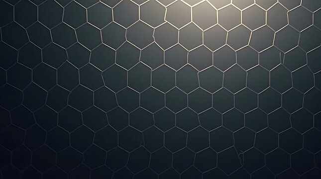 Abstract background featuring a dark hexagonal grid with subtle lighting