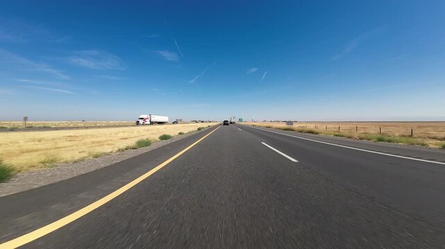 Bakersfield Freeway 5 South 01 Front View Driving Plates California USA Ultra Wide