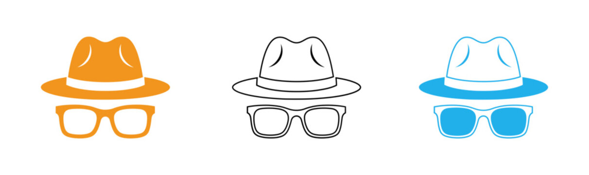 Incognito mode illustration two figures with hats and sunglasses