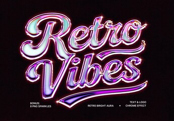 Bright Aura Metal Text Effect – Chrome Typography for Logo, Poster & Branding (PSD)