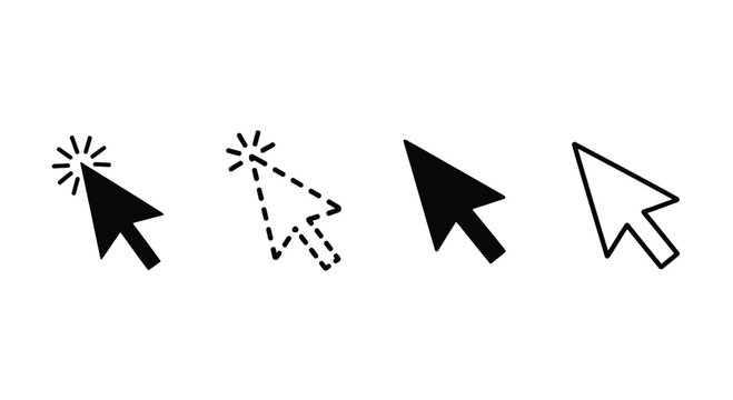 Four black arrow cursors in various styles white
