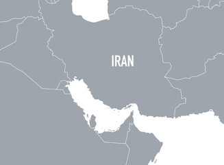 Detailed Map of Iran and the Strait of Hormuz – Middle East Geopolitical Region and Oil Trade Route © Peludis