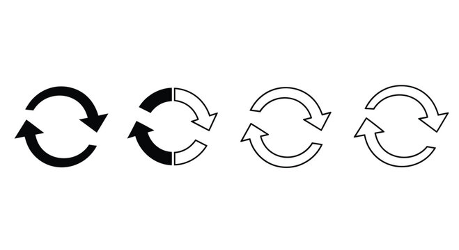 Four black and white rotating arrow in circular