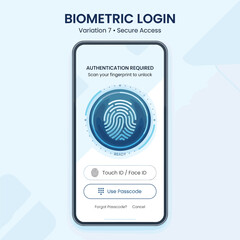 Fototapeta premium Biometric Login Smartphone Login Screen With Fingerprint Scanner