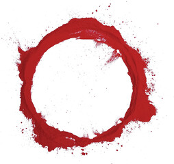 Red powder circle splash border png transparent background, grunge dust ring effect for posters and banners  © Amer