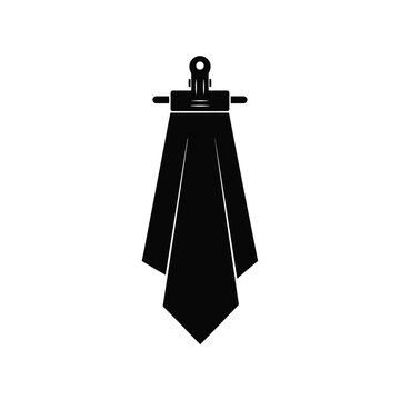 Black tie hanging on a rack with clip silhouette
