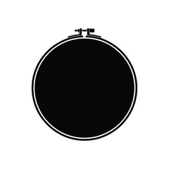 Fototapeta premium Black circle with white border and metal clasp at