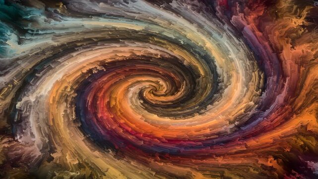 Abstract swirling galaxy pattern in vibrant colors and textures  