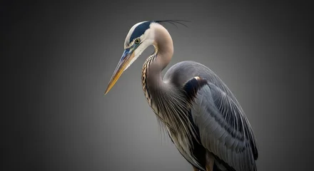 Great Blue Heron profile against a subtle gradient background during a soft studio light © MS GRAPHICS 