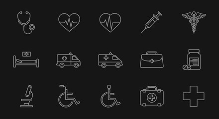 Fototapeta premium Medical Health Care Symbols Icons Set.
