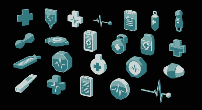 Medical symbols and icons collection.