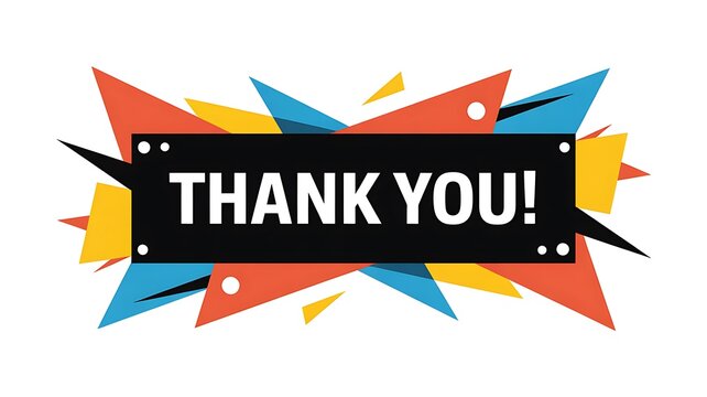Colorful comic book style thank you message, pop art speech bubble, graphic appreciation symbol