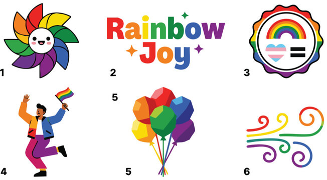 Colorful rainbow pinwheel with smiling face vector art