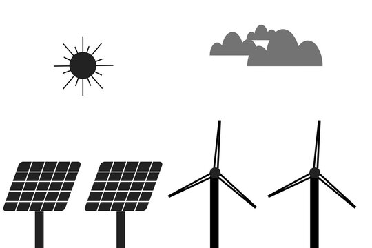 wind turbine and solar panels