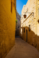 Obraz premium Historic fortified city of Mdina with ancient stone walls and architecture in Malta