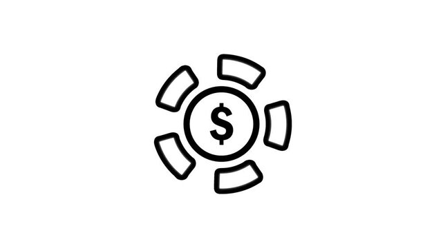 money animated icon. recharge icon, rotation arrow recharge with dollar icon animation. 4k video.