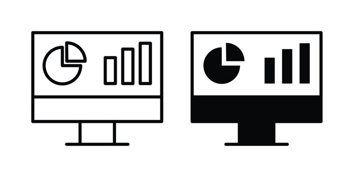 Analytics dashboard icon concept. Thin line symbol. Solid icons