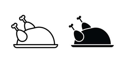 Fototapeta premium Baked turkey icon concept. Thin line symbol. Solid icons