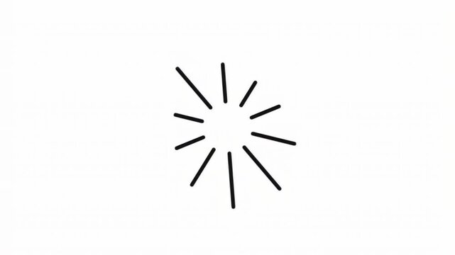 Minimalist hand drawn sunburst icon rotating in a loop as a loading indicator for digital interfaces