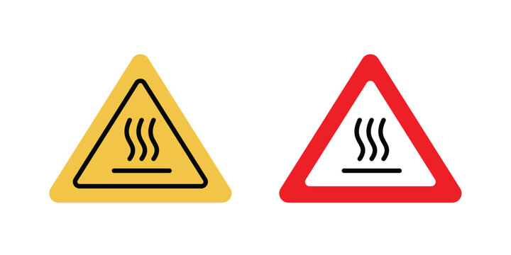 Caution hot surface sign concept. Thin line symbol. Solid icons