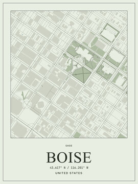 Boise united states city map minimalist poster design