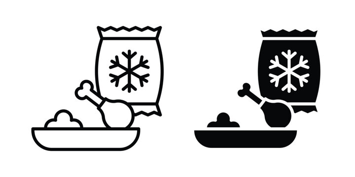 Frozen food icon concept. Thin line symbol. Solid icons