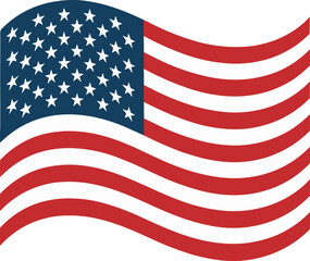 Fototapeta premium Bright red, white, and blue american flag waving on a white background vector illustration EPS PNG file