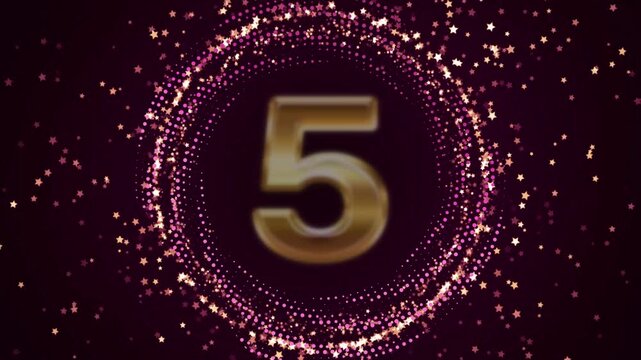 Number 5 Countdown Animation | Festive Glitter Timer Background Loop.4k  video