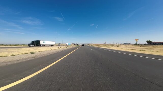 Bakersfield Freeway 5 South 02 Front View Driving Plates California USA Ultra Wide