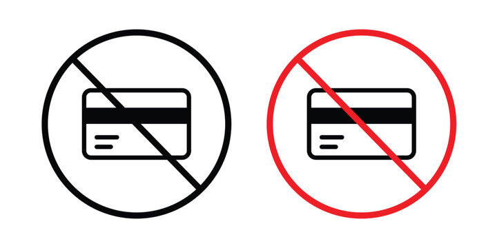 No credit card sign concept. Thin line symbol. Solid icons