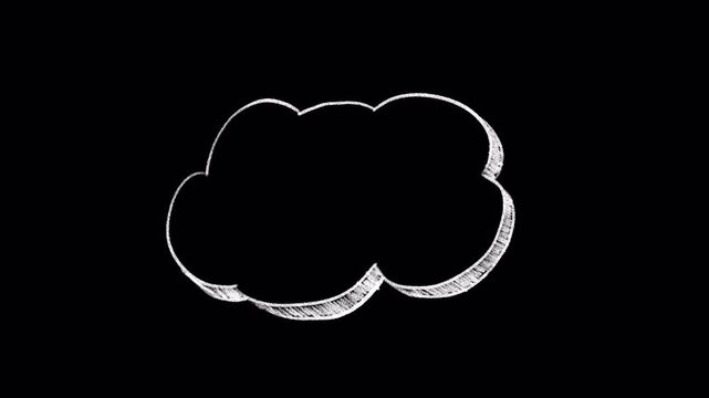 White cloud shell doodle chalk animation transparent background