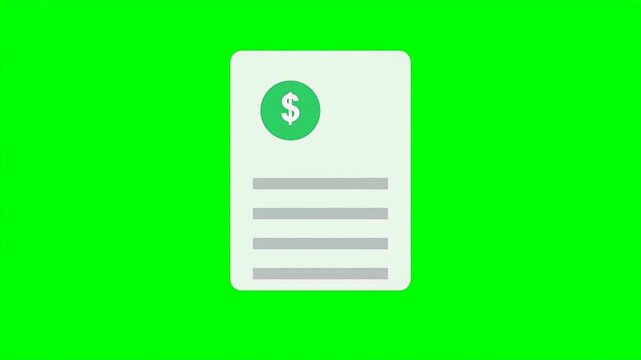 A minimalist flat design illustration of a financial invoice or billing document featuring a dollar sign icon