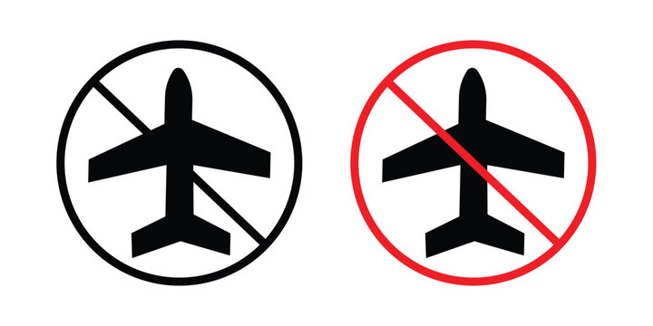 No fly zone sign concept. Thin line symbol. Solid icons
