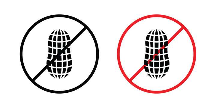 No peanut sign concept. Thin line symbol. Solid icons