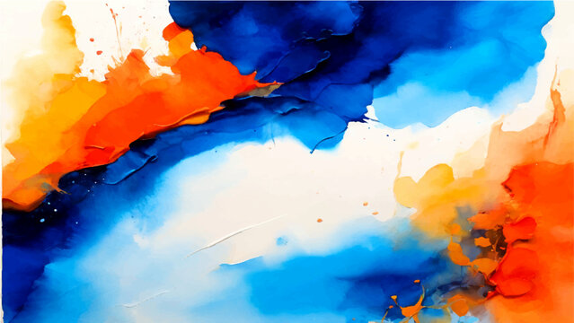 Vibrant watercolor artistic background composed of mixed vivid colors painting and expressive abstract concept in fluid artistic composition.