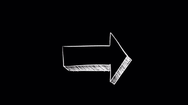 White arrow doodle chalk animation transparent background