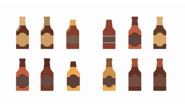 BBQ sauce bottle icon grid vector set with barbecue condiment packaging design