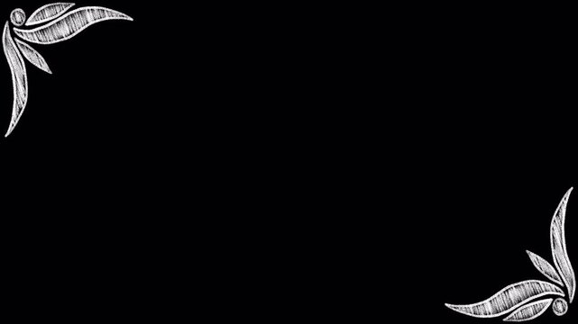 White retro chalk frame, animation, transparent background