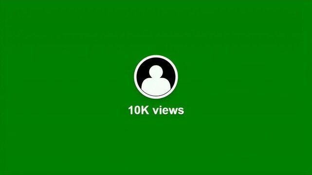 Animation of a social media video view counter reaching ten thousand views with a simple profile avatar icon