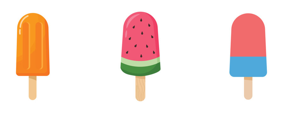 Assorted Popsicles Collection &ndash; Bright Summer Ice Cream Illustration