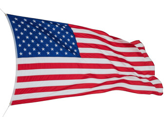 Obraz premium Vibrant American flag waving gracefully, isolated on transparent background