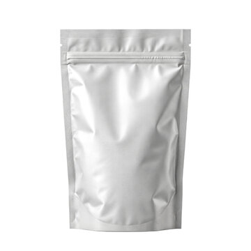 A black resealable pouch on transparent background for packaging products