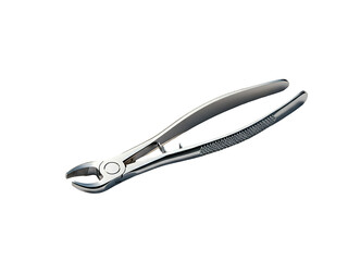 Obraz premium Dental extraction forceps polished steel surgical tool isolated on transparent