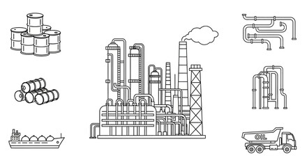 Obraz premium Industrial factory with smokestack pipes.