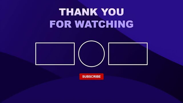 Professional blue video end screen featuring thank you for watching text and social media subscribe button
