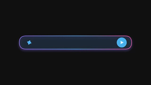 Modern animated neon search bar with blue and pink glowing gradient borders and a minimalist ai sparkle icon