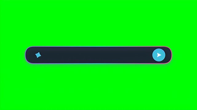 Animated dark user interface message bar featuring a blue send button and a rotating sparkle icon on green background