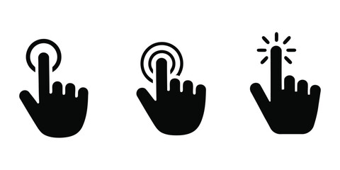 Fototapeta premium Clicking finger icon silhouette vector isolated illustration